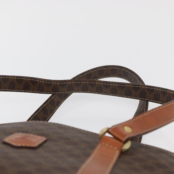 CELINE Macadam Canvas Hand Bag PVC Leather Brown Gold Auth 176039A