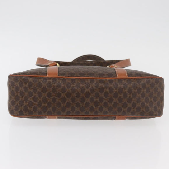 CELINE Macadam Canvas Hand Bag PVC Leather Brown Gold Auth 176039A