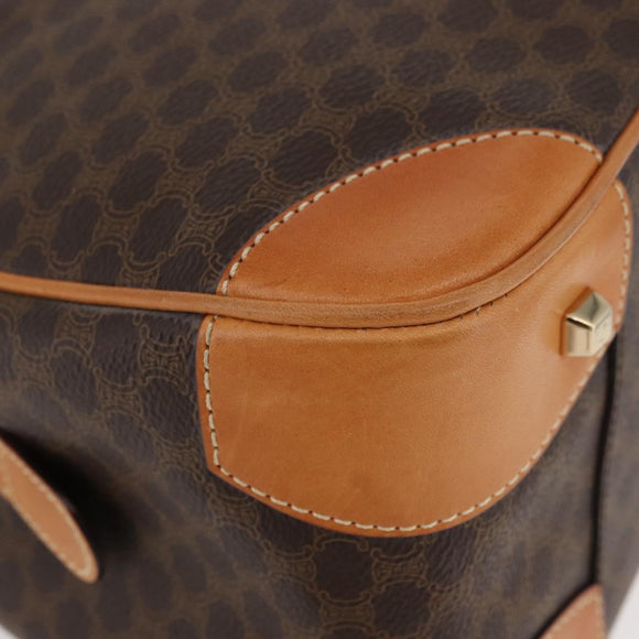 CELINE Macadam Canvas Hand Bag PVC Leather Brown Gold Auth 176040A