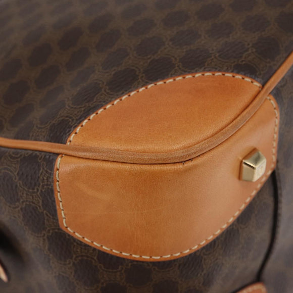 CELINE Macadam Canvas Hand Bag PVC Leather Brown Gold Auth 176040A