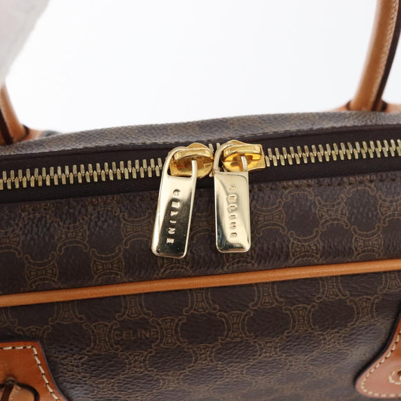 CELINE Macadam Canvas Hand Bag PVC Leather Brown Gold Auth 176040A