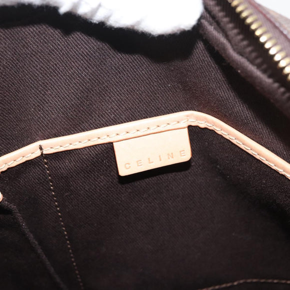 CELINE Macadam Canvas Hand Bag PVC Leather Brown Gold Auth 176040A