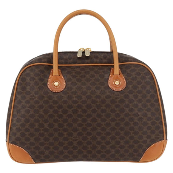 CELINE Macadam Canvas Hand Bag PVC Leather Brown Gold Auth 176040A