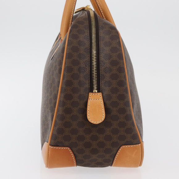 CELINE Macadam Canvas Hand Bag PVC Leather Brown Gold Auth 176040A