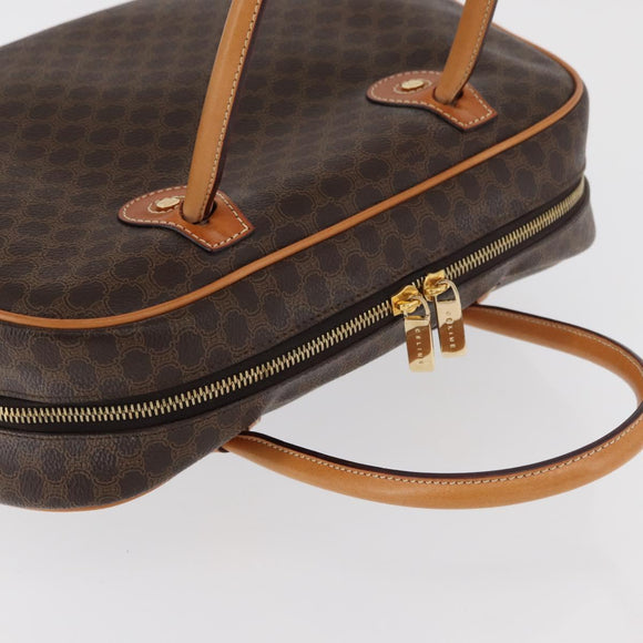 CELINE Macadam Canvas Hand Bag PVC Leather Brown Gold Auth 176040A