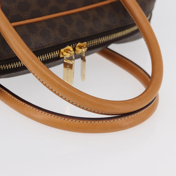 CELINE Macadam Canvas Hand Bag PVC Leather Brown Gold Auth 176040A