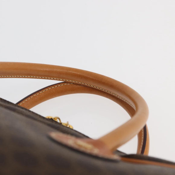 CELINE Macadam Canvas Hand Bag PVC Leather Brown Gold Auth 176040A