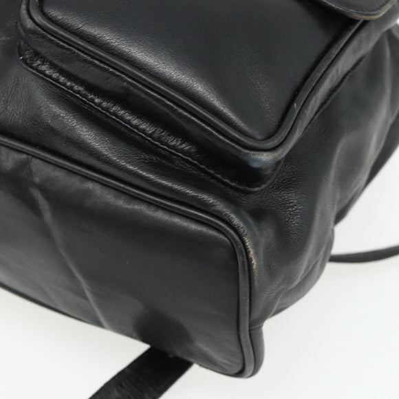 GUCCI Bamboo Backpack Leather Black Gold 003 1998 0016 Auth 176041
