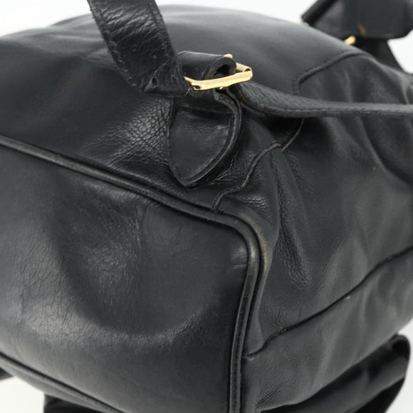 GUCCI Bamboo Backpack Leather Black Gold 003 1998 0016 Auth 176041