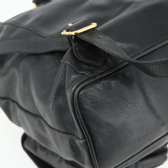 GUCCI Bamboo Backpack Leather Black Gold 003 1998 0016 Auth 176041