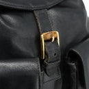 GUCCI Bamboo Backpack Leather Black Gold 003 1998 0016 Auth 176041-17