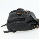 GUCCI Bamboo Backpack Leather Black Gold 003 1998 0016 Auth 176041-5