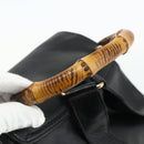 GUCCI Bamboo Backpack Leather Black Gold 003 1998 0016 Auth 176041-7