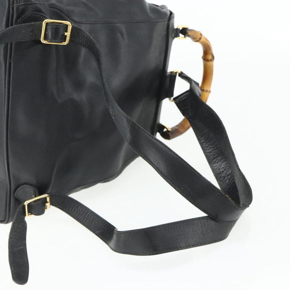 GUCCI Bamboo Backpack Leather Black Gold 003 1998 0016 Auth 176041