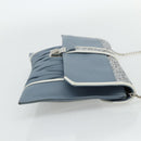 Miu Miu Matelasse Chain Shoulder Bag Leather Light Blue Silver Auth 176054-3