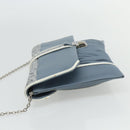 Miu Miu Matelasse Chain Shoulder Bag Leather Light Blue Silver Auth 176054-4
