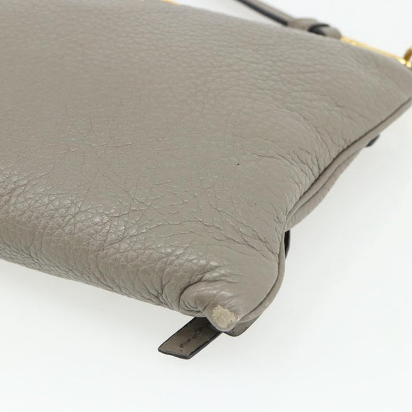 PRADA Shoulder Bag Leather Gray Gold Auth 176055A