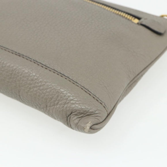 PRADA Shoulder Bag Leather Gray Gold Auth 176055A