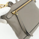 PRADA Shoulder Bag Leather Gray Gold Auth 176055A-14