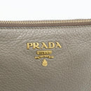 PRADA Shoulder Bag Leather Gray Gold Auth 176055A-15