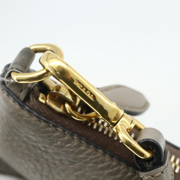 PRADA Shoulder Bag Leather Gray Gold Auth 176055A