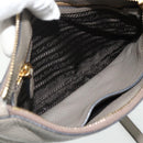 PRADA Shoulder Bag Leather Gray Gold Auth 176055A-19