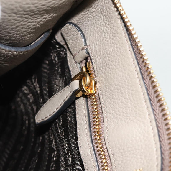 PRADA Shoulder Bag Leather Gray Gold Auth 176055A