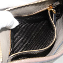 PRADA Shoulder Bag Leather Gray Gold Auth 176055A-23