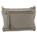 PRADA Shoulder Bag Leather Gray Gold Auth 176055A-3