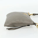 PRADA Shoulder Bag Leather Gray Gold Auth 176055A-5
