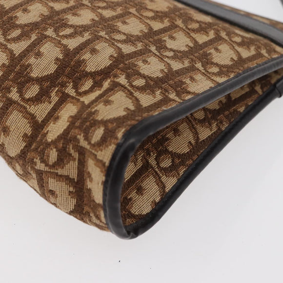 Christian Dior Trotter Canvas Shoulder Bag Beige Gold Auth 176056