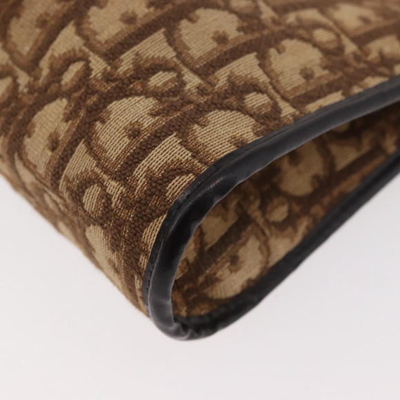 Christian Dior Trotter Canvas Shoulder Bag Beige Gold Auth 176056