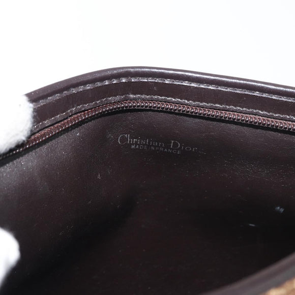 Christian Dior Trotter Canvas Shoulder Bag Beige Gold Auth 176056