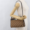 Christian Dior Trotter Canvas Shoulder Bag Beige Gold Auth 176056-20