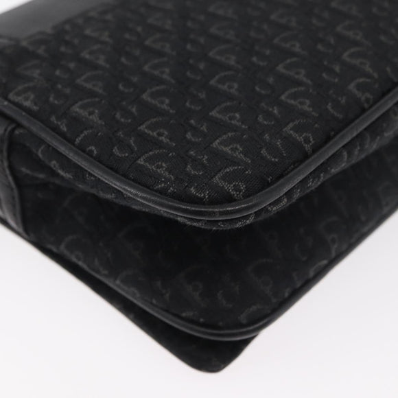 Christian Dior Trotter Canvas Shoulder Bag Black Silver Auth 176057A