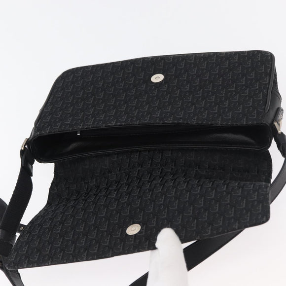 Christian Dior Trotter Canvas Shoulder Bag Black Silver Auth 176057A