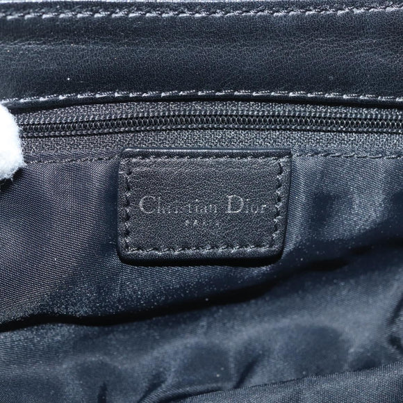 Christian Dior Trotter Canvas Shoulder Bag Black Silver Auth 176057A