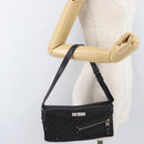 Christian Dior Trotter Canvas Shoulder Bag Black Silver Auth 176057A-24