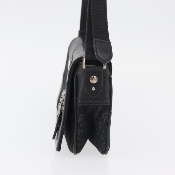 Christian Dior Trotter Canvas Shoulder Bag Black Silver Auth 176057A