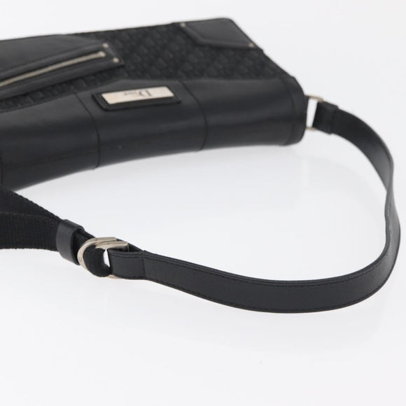 Christian Dior Trotter Canvas Shoulder Bag Black Silver Auth 176057A