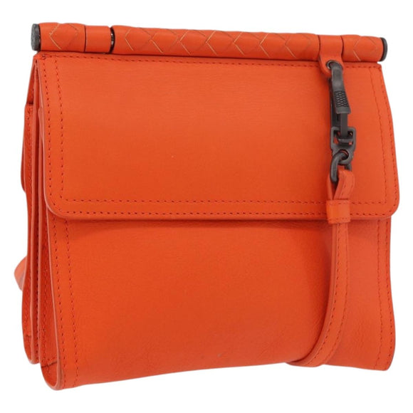 BOTTEGA VENETA INTRECCIATO Shoulder Bag Leather Orange Auth 176058