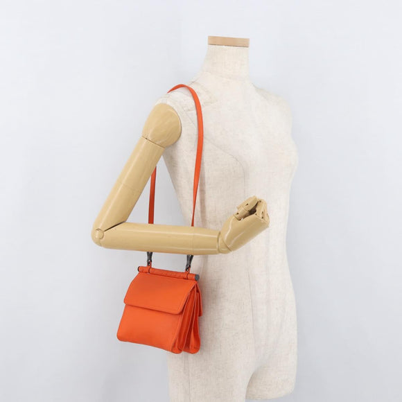 BOTTEGA VENETA INTRECCIATO Shoulder Bag Leather Orange Auth 176058