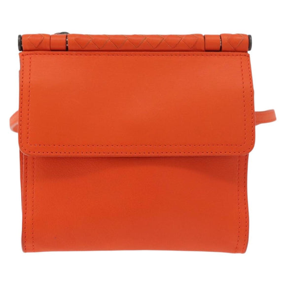BOTTEGA VENETA INTRECCIATO Shoulder Bag Leather Orange Auth 176058