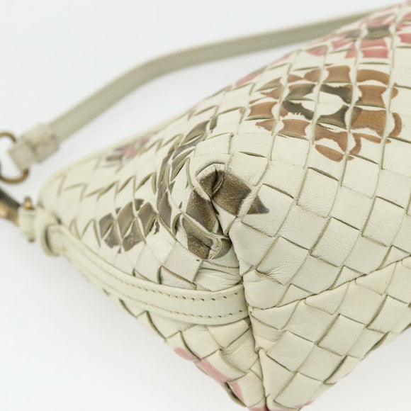 BOTTEGA VENETA INTRECCIATO Accessoire-Beutel Leder Elfenbein Gold Auth 176059A
