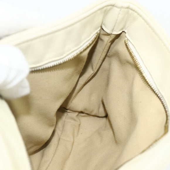 BOTTEGA VENETA INTRECCIATO Accessoire-Beutel Leder Elfenbein Gold Auth 176059A