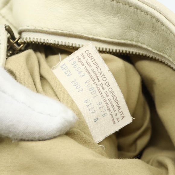 BOTTEGA VENETA INTRECCIATO Accessoire-Beutel Leder Elfenbein Gold Auth 176059A