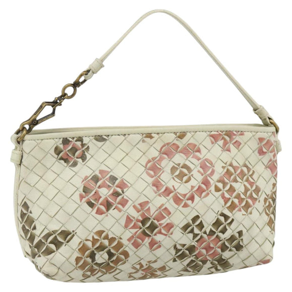 BOTTEGA VENETA INTRECCIATO Accessoire-Beutel Leder Elfenbein Gold Auth 176059A