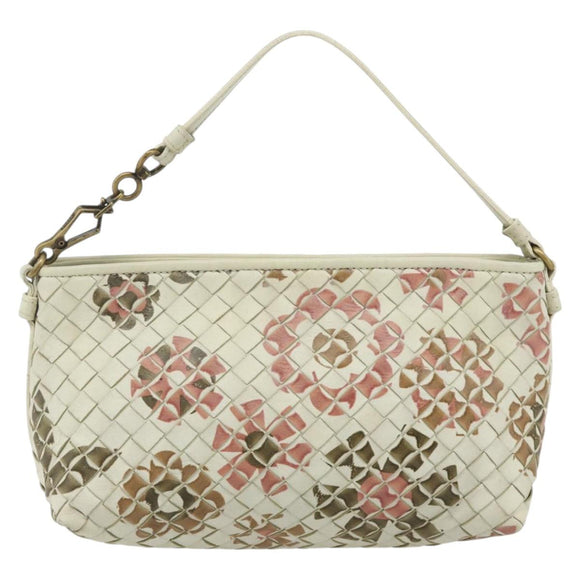 BOTTEGA VENETA INTRECCIATO Accessoire-Beutel Leder Elfenbein Gold Auth 176059A