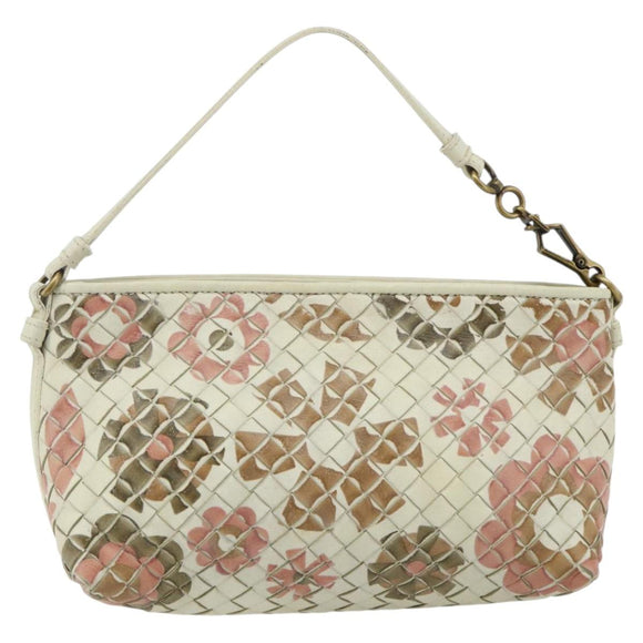 BOTTEGA VENETA INTRECCIATO Accessoire-Beutel Leder Elfenbein Gold Auth 176059A