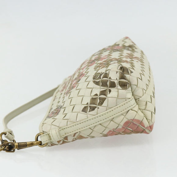 BOTTEGA VENETA INTRECCIATO Accessoire-Beutel Leder Elfenbein Gold Auth 176059A